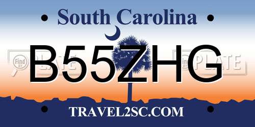 B55ZHG South Carolina License Plate