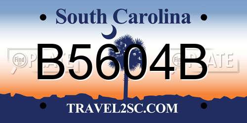 B5604B South Carolina License Plate