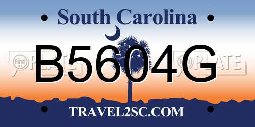 B5604G South Carolina License Plate