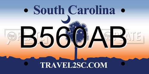 B560AB South Carolina License Plate