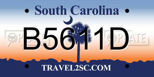 B5611D South Carolina License Plate