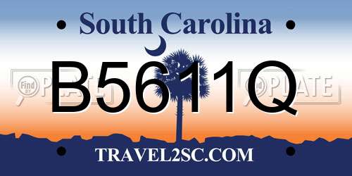 B5611Q South Carolina License Plate