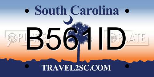 B561ID South Carolina License Plate