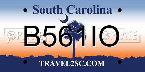 B561IO South Carolina License Plate
