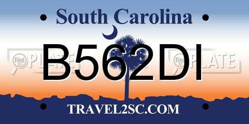 B562DI South Carolina License Plate