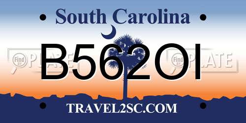 B562OI South Carolina License Plate