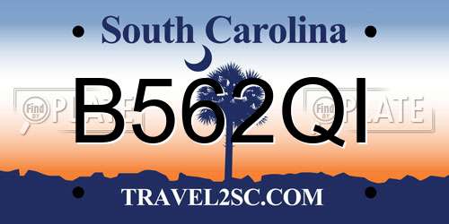 B562QI South Carolina License Plate