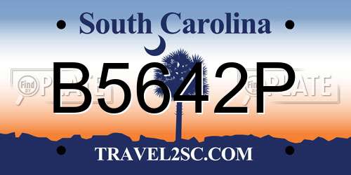 B5642P South Carolina License Plate
