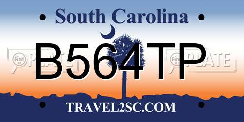 B564TP South Carolina License Plate