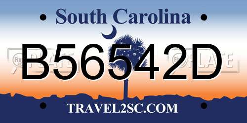 B56542D South Carolina License Plate
