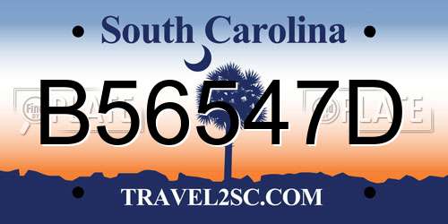 B56547D South Carolina License Plate