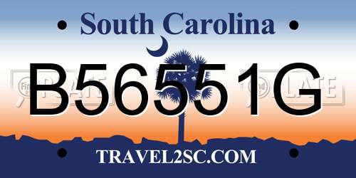 B56551G South Carolina License Plate