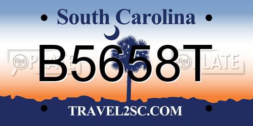 B5658T South Carolina License Plate