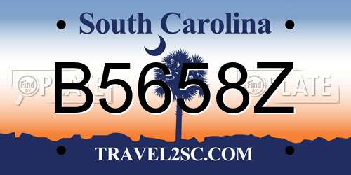 B5658Z South Carolina License Plate