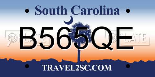 B565QE South Carolina License Plate