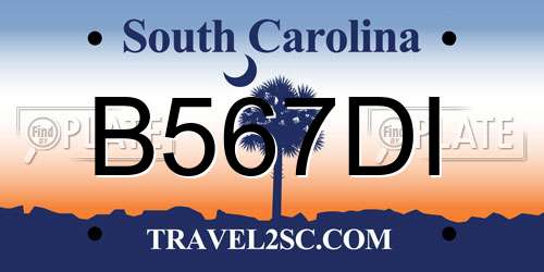 B567DI South Carolina License Plate