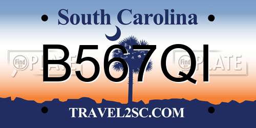 B567QI South Carolina License Plate