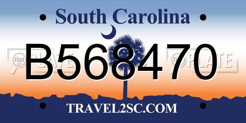 B568470 South Carolina License Plate