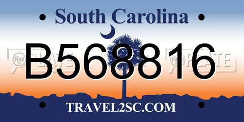 B568816 South Carolina License Plate