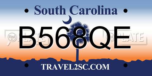 B568QE South Carolina License Plate