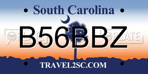B56BBZ South Carolina License Plate