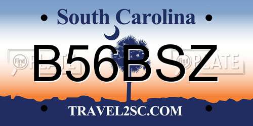 B56BSZ South Carolina License Plate