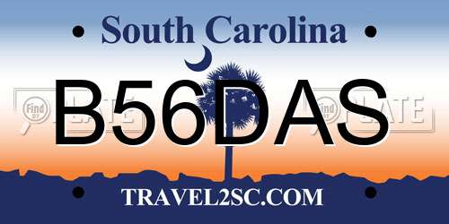 B56DAS South Carolina License Plate