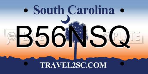 B56NSQ South Carolina License Plate