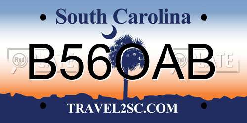 B56OAB South Carolina License Plate