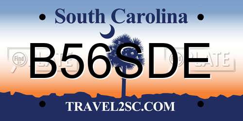 B56SDE South Carolina License Plate