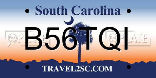 B56TQI South Carolina License Plate