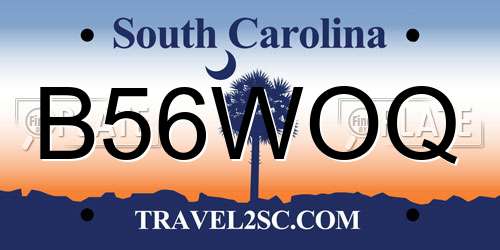 B56WOQ South Carolina License Plate
