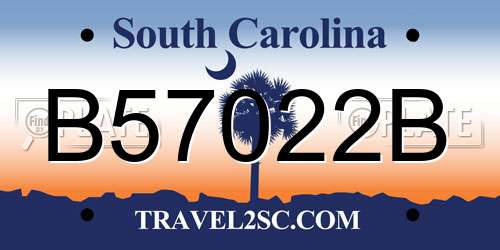 B57022B South Carolina License Plate