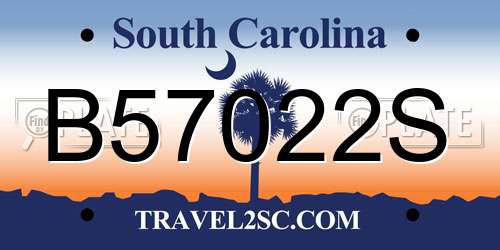 B57022S South Carolina License Plate