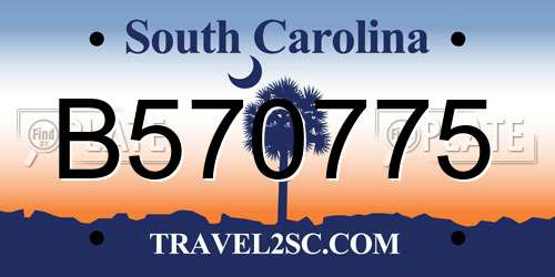 B570775 South Carolina License Plate