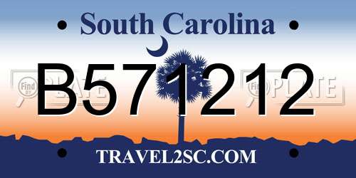 B571212 South Carolina License Plate