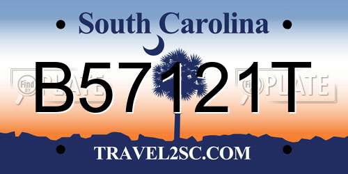 B57121T South Carolina License Plate
