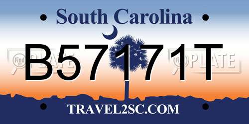 B57171T South Carolina License Plate