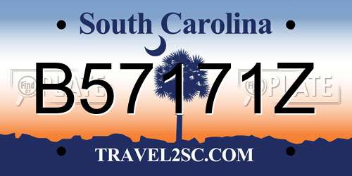 B57171Z South Carolina License Plate