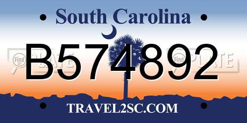 B574892 South Carolina License Plate