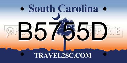 B5755D South Carolina License Plate