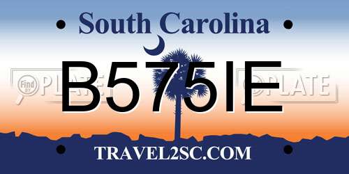 B575IE South Carolina License Plate