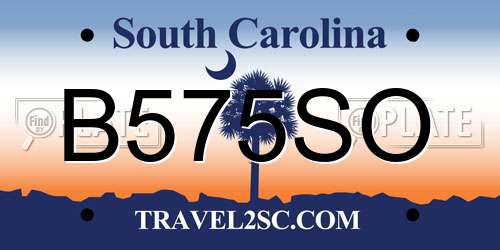 B575SO South Carolina License Plate