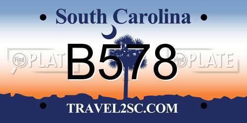 B578 South Carolina License Plate
