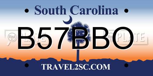B57BBO South Carolina License Plate