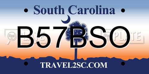 B57BSO South Carolina License Plate