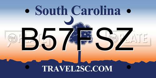 B57FSZ South Carolina License Plate