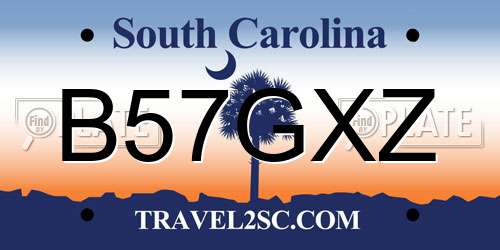B57GXZ South Carolina License Plate