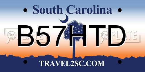 B57HTD South Carolina License Plate