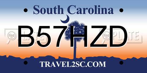 B57HZD South Carolina License Plate